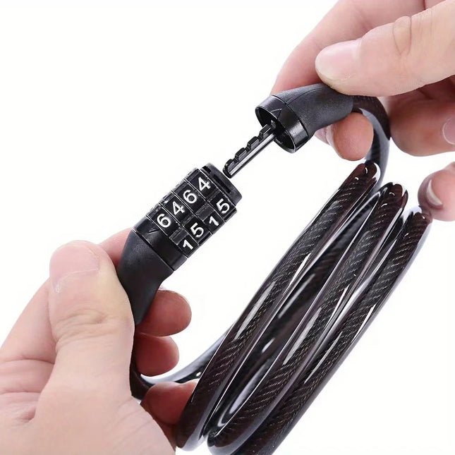 Anti-Theft Bicycle Combination Lock - Strong Steel Cable, Scratch-Proof & Drill-Resistant