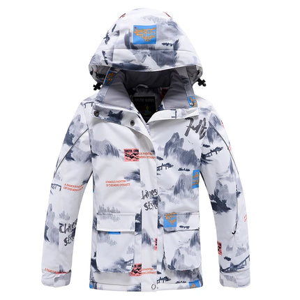 Fashion, Children's Snow Suit, Snowboard Clothing Sets, Outdoor Wear, Ski Coat and Strap Pant, Kids Costumes, Boy‘s and Girl's