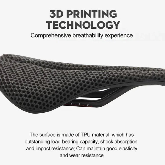 3D Printed Carbon Fiber Bike Saddle  Ultralight, Hollow Cushion for Road & Mountain Bikes