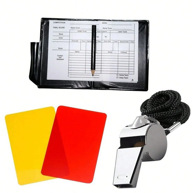 Soccer Kit - Metal Whistle & Referee Cards Set for Football Games