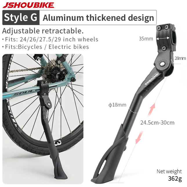 JSHOUBIKE Adjustable Aluminum Alloy Kickstand for 24-29 Inch Bikes