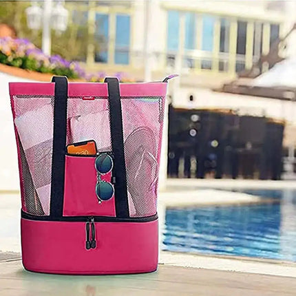 Heat Preservation Mesh Picnic Tote Bag for Women, Waterproof, Double-layer, High Capacity