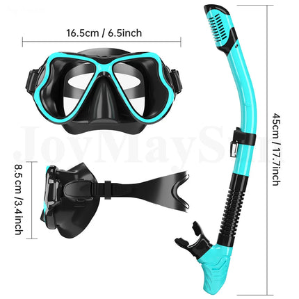 Dry Snorkel Mask Set, Panoramic View, Anti-Fog, Adjustable for Adults.