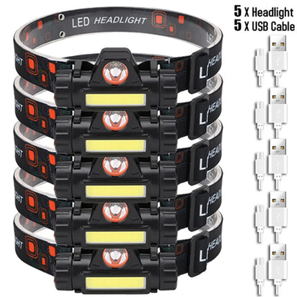 Portable Mini LED Headlamp - XPE + COB, USB Rechargeable