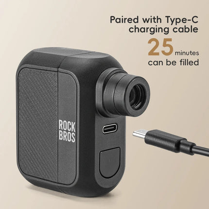 ROCKBROS Mini Electric Bicycle Pump 100PSI Type-C Rechargeable Air Inflator for MTB & Road Bikes