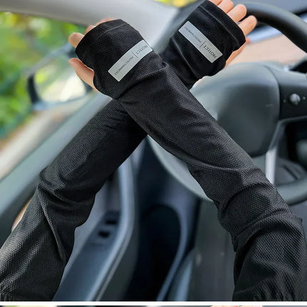 2Pcs Sun Protection Arm Sleeves & Cooling Ice Silk Face Mask for Summer, Cycling, Driving