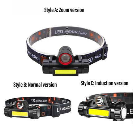Rechargeable Fishing LED Headlamp - XPE & COB