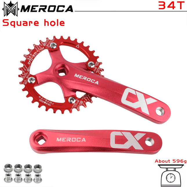 MEROCA Bicycle Crank Chainwheel 104BCD MTB Bike Crankset Aluminum Alloy with Bottom 170mm Crank Black 32/34/36/38/40/42T Plate