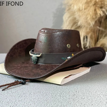 Fashion Cow Head Decor Cowboy Hat