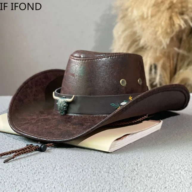 Fashion Cow Head Decor Cowboy Hat