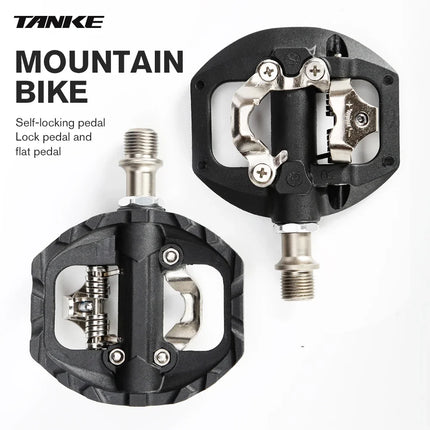 TANKE Mountain Bike Pedals SPD Dual Clipless & Flat Aluminum Pedals with 3 Sealed Bearings