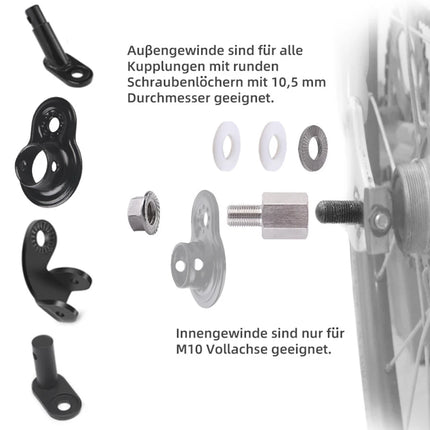 Stainless Steel Bicycle Axle Adapter  Easy-Install Trailer Hitch for Baby & Pet Bike Trailers