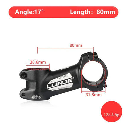 Ultralight 17° Aluminum Bike Stem  MTB & Road Bicycle 31.8mm
