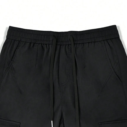 Men's Casual Cargo Pants: Tapered Workwear with Side Flap Pockets for Spring/Fall