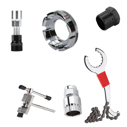 Bicycle Repair Tool Kit: Flywheel Removal, Chain Breaker, Crank Puller, Wrench