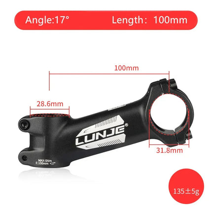 Ultralight 17° Aluminum Bike Stem  MTB & Road Bicycle 31.8mm