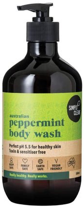 SIMPLY CLEAN BODY WASH PEPPERMINT 500ML