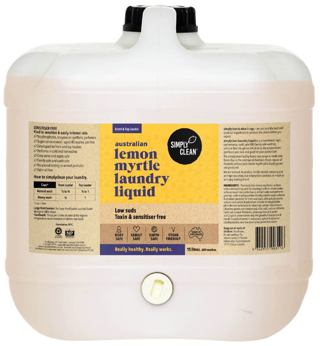 SIMPLY CLEAN LAUNDRY LIQUID LEMON MYRTLE 15L