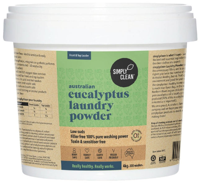 SIMPLY CLEAN LAUNDRY POWDER EUCALYPTUS 4KG PAIL