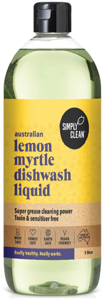 SIMPLY CLEAN DISHWASH LIQUID LEMON MYRTLE 1L