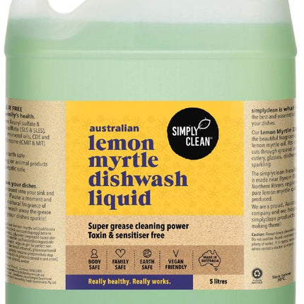 SIMPLY CLEAN DISHWASH LIQUID LEMON MYRTLE 5L