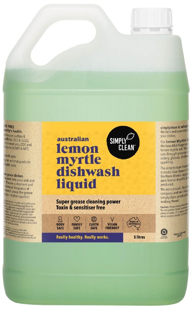SIMPLY CLEAN DISHWASH LIQUID LEMON MYRTLE 5L