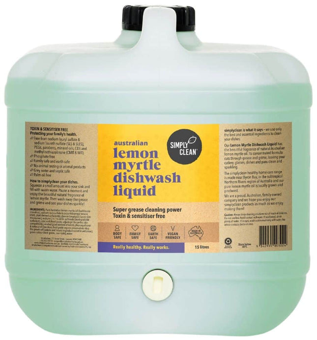 SIMPLY CLEAN DISHWASH LIQUID LEMON MYRTLE 15L