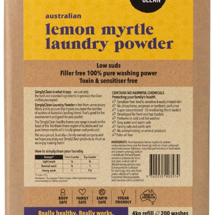 SIMPLY CLEAN LAUNDRY POWDER LEMON MYRTLE 4KG BOX