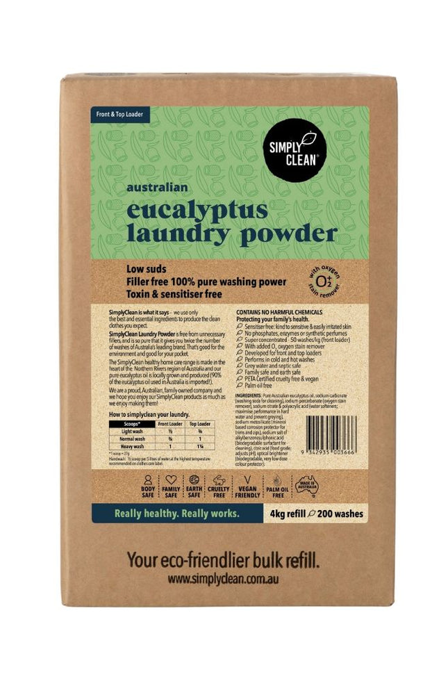 SIMPLY CLEAN LAUNDRY POWDER EUCALYPTUS 4KG BOX
