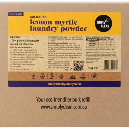 SIMPLYCLEAN LAUNDRY POWDER LEMON MYRTLE 15KG