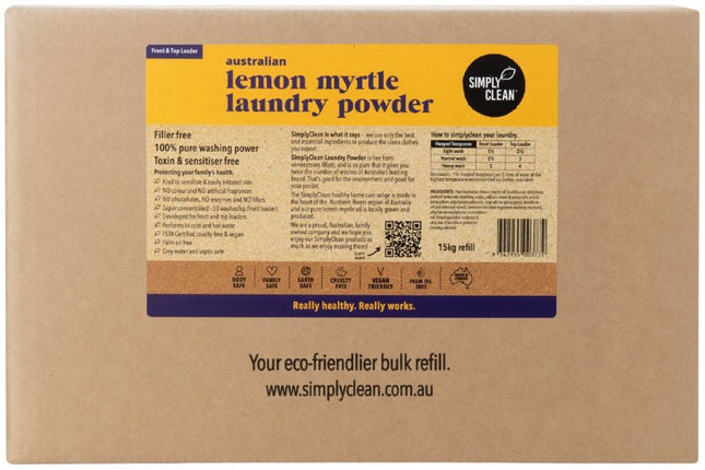 SIMPLYCLEAN LAUNDRY POWDER LEMON MYRTLE 15KG