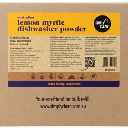 SIMPLYCLEAN DISHWASHER POWDER LEMON MYRTLE 15KG
