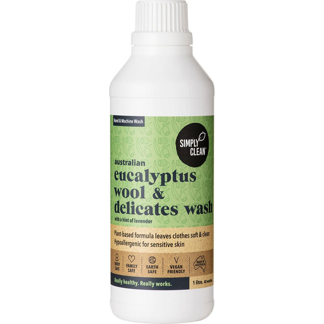 SIMPLY CLEAN Wool & Delicates Wash Eucalyptus 1L | Eco Home Product