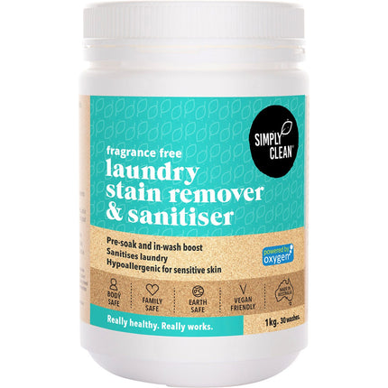 SIMPLY CLEAN Laundry Stain Remover & Sanitiser Fragrance Free 1kg | Laundry Product