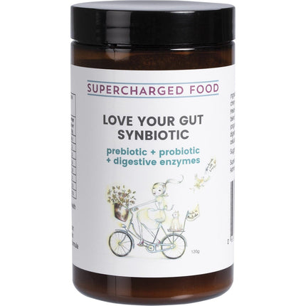 SUPERCHARGED FOOD Love Your Gut Synbiotic Powder Pre/probiotic 120g | Probiotic Supplement
