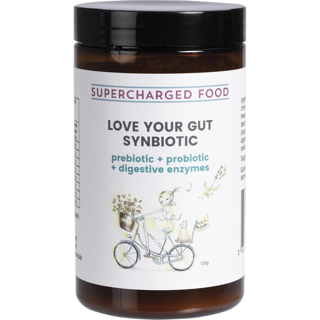 SUPERCHARGED FOOD Love Your Gut Synbiotic Powder Pre/probiotic 120g | Probiotic Supplement