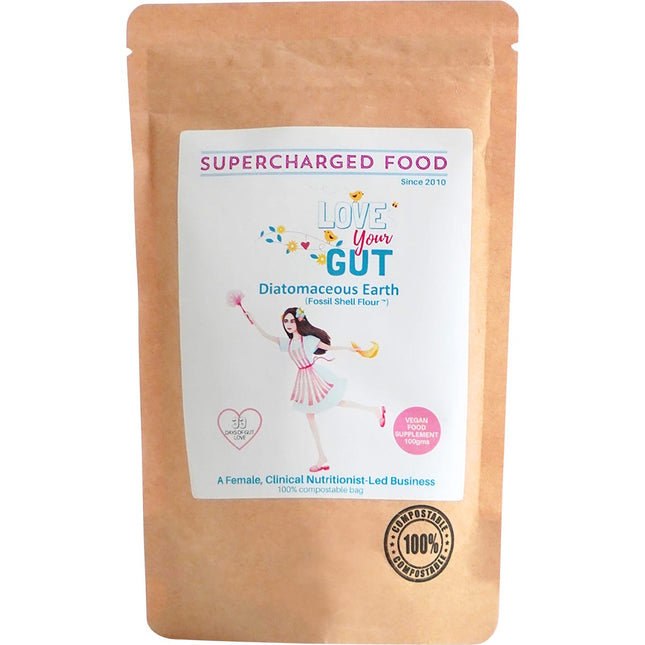 SUPERCHARGED FOOD Love Your Gut Powder Diatomaceous Earth 100g | Digestive Supplement