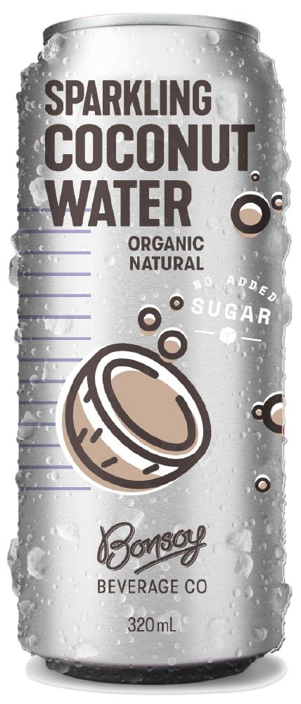BONSOY ORGANIC SPARKLING COCONUT WATER 12X320ML CANS