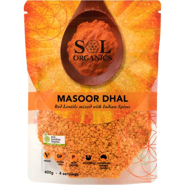 Sol Organics Masoor Dhal Red Lentil Mix 400g