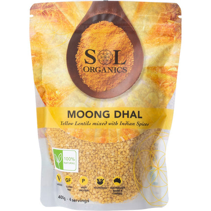 SOL ORGANICS Moong Dhal Yellow Lentil Dhal Mix 400g | Grains & Pasta
