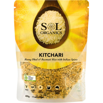 SOL ORGANICS Kitchari Moong Dhal & Basmati Rice Mix 400g | Grains & Pasta
