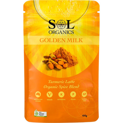 SOL ORGANICS Golden Milk Turmeric Blend 100g | Superfood Powder