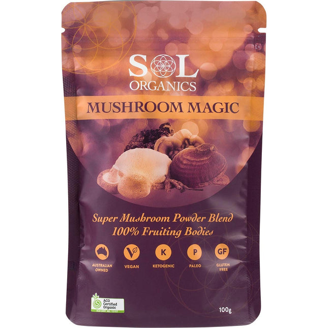 SOL ORGANICS Mushroom Magic Super Mushroom Powder Blend 100g | Mushroom Supplement