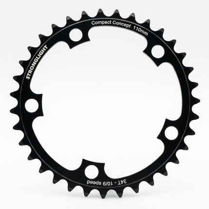 CHAINRING - ROAD "STRONGLIGHT", 34T, 5083 Black - 110mm BCD, 5 Hole for 9/10 Spd