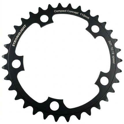 CHAINRING - ROAD "STRONGLIGHT", 36T, 5083 Black - 110mm BCD, 5 Hole for 9/10 Spd