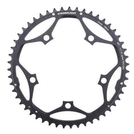 ROAD CHAINRING, STANDARD, TYPE S - 7075 CNC, BLACK, 11/10, 130 BCD, Outer, 53T, 5 arms "STRONGLIGHT"