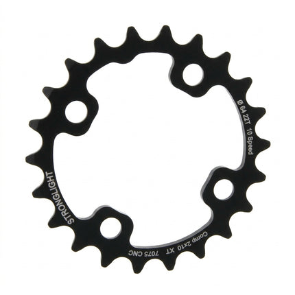 CHAINRING - MTB "STRONGLIGHT", 22T, 7075 CNC Black Shimano XT M785 - 64mm BCD, 4 Hole for 10 Spd