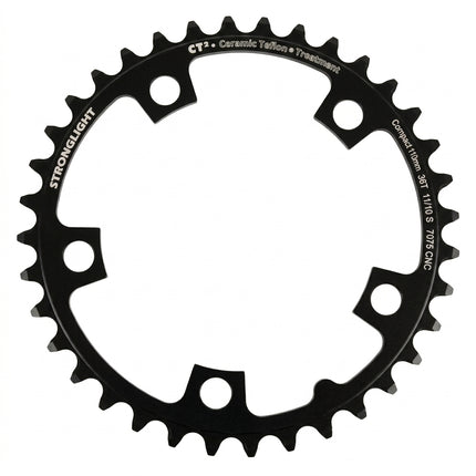 CHAINRING - ROAD "STRONGLIGHT", 36T, 7075 CNC Black CT2 - 110mm BCD, 5 Hole for 10/11 Spd