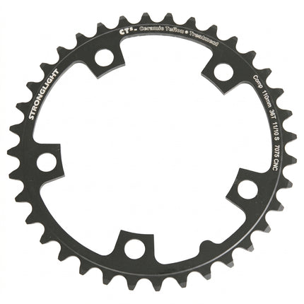 CHAINRING - ROAD "STRONGLIGHT", 39T, 7075 CNC Black CT2 - 110mm BCD, 5 Hole for 10/11 Spd