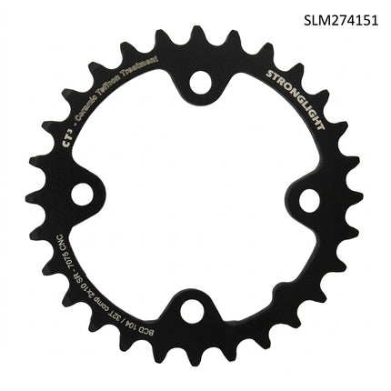 CHAINRING - MTB "STRONGLIGHT", 28T, 7075 CNC CT2 Black SRAM XX,XO,X7,X9 - 80mm BCD, 4 Hole for 10 Spd (Compatible with Chainring Bolt SL350134)